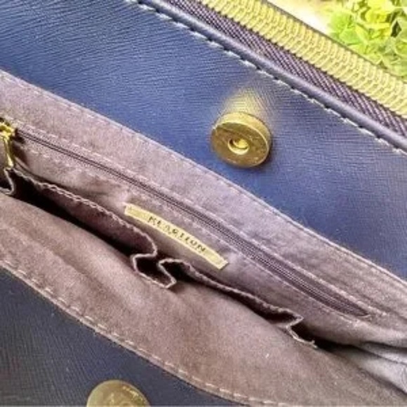 Reaction Kenneth Cole Arbol Dome Navy Blue Structured Satchel Handbag - Picture 9 of 16